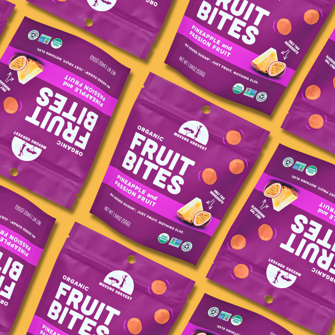 Mavuno Fruit Bites and fruit ingredients