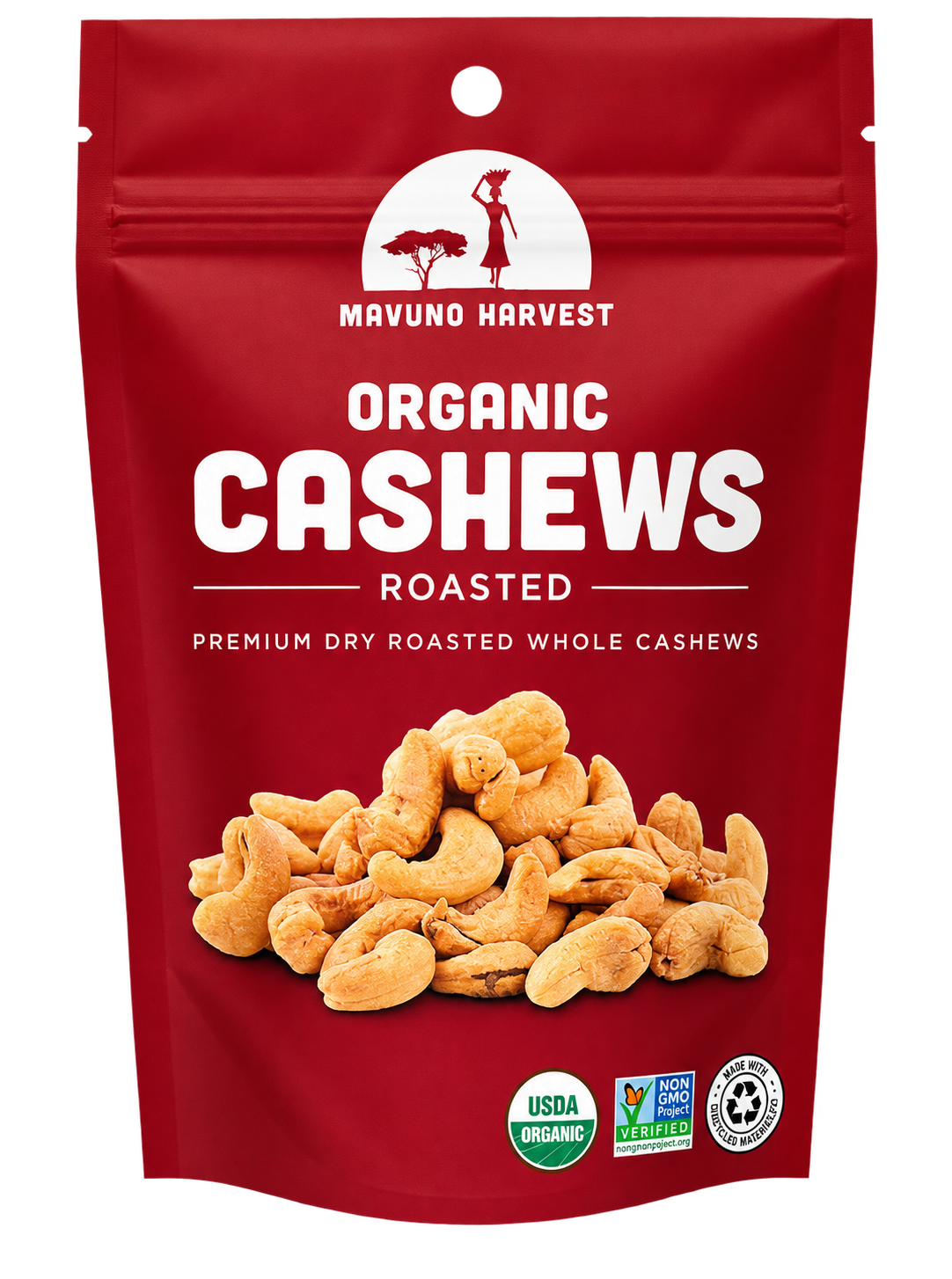 Mavuno Harvest Organic Roasted Cashews pouch