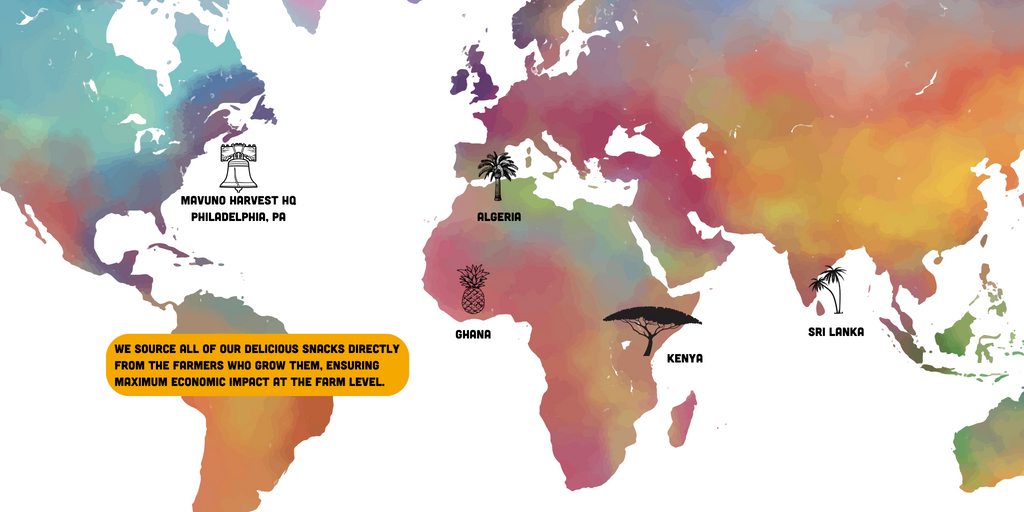 Map showcasing where we source our ingredients from