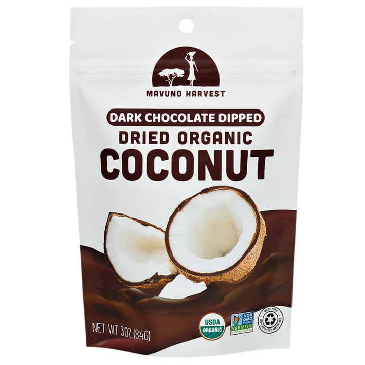 Organic Dried Coconut Dipped in Dark Chocolate package