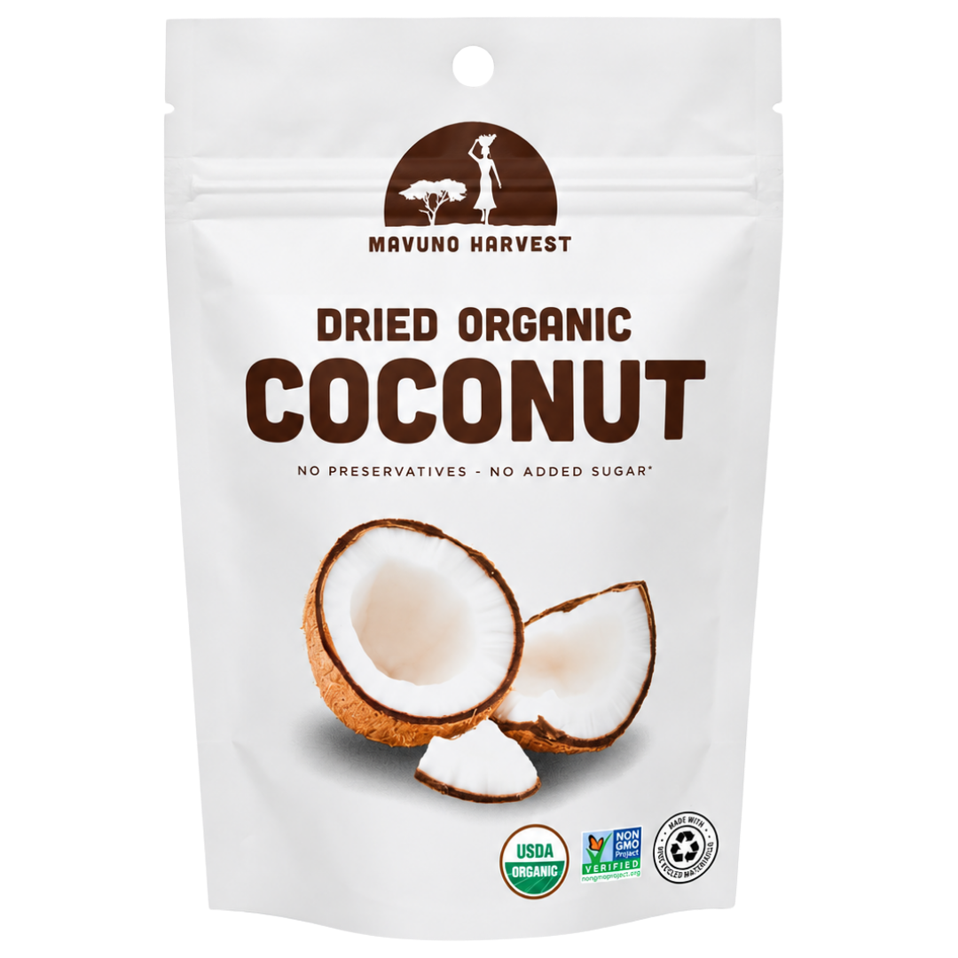 Organic Dried Coconut pouch, universal artwork without net-weight print