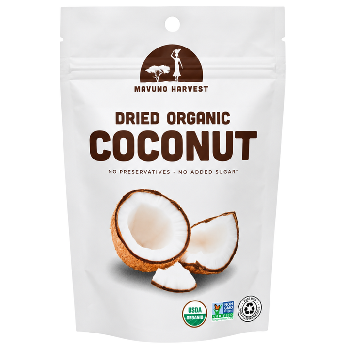 Organic Dried Coconut pouch, universal artwork without net-weight print