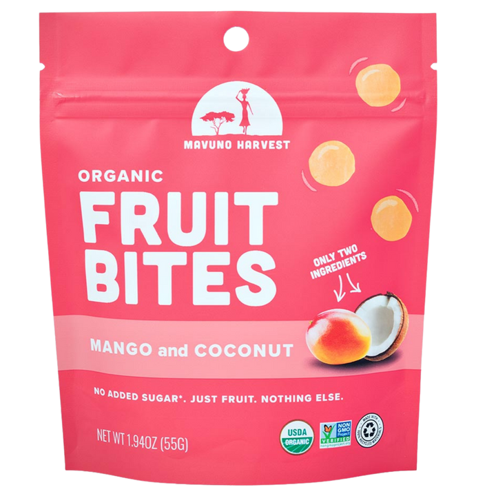 Organic Fruit Bites: Mango & Coconut package